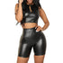 Faux Leather Short Suit